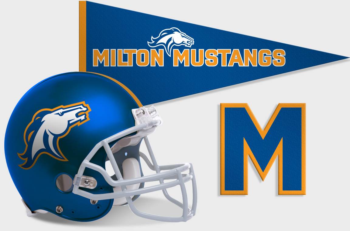 Application of Milton Mustang sports branding.