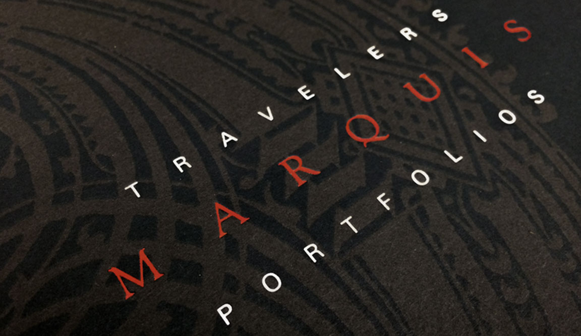 Cover detail of the Marquis Portfolios financial product folder.