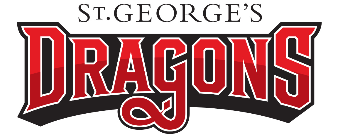 Athletc branding logo for St. George's School Dragon's wordmark