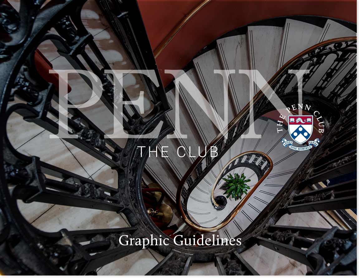 The Penn Club brand guidelines created for the member club branding system.