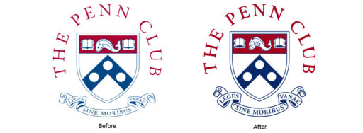 The Penn Club crest redrawn for better reproduction as part of the member club branding system.