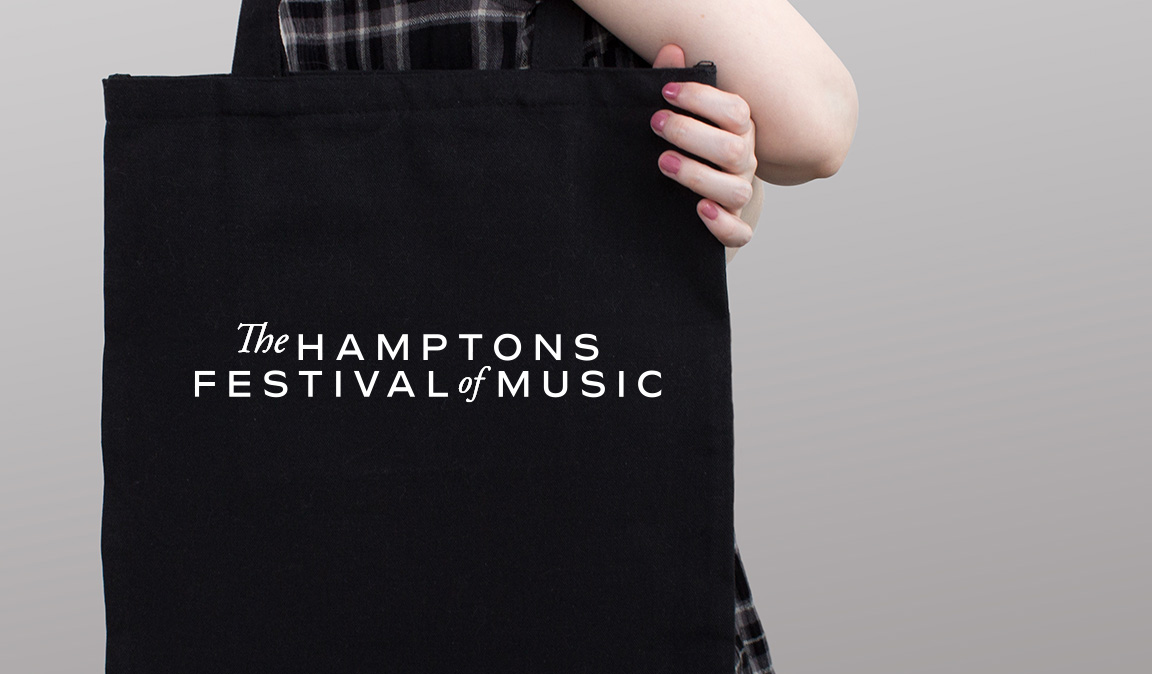 Tote bag design highlighting The Hamptons Festival of Music identity design