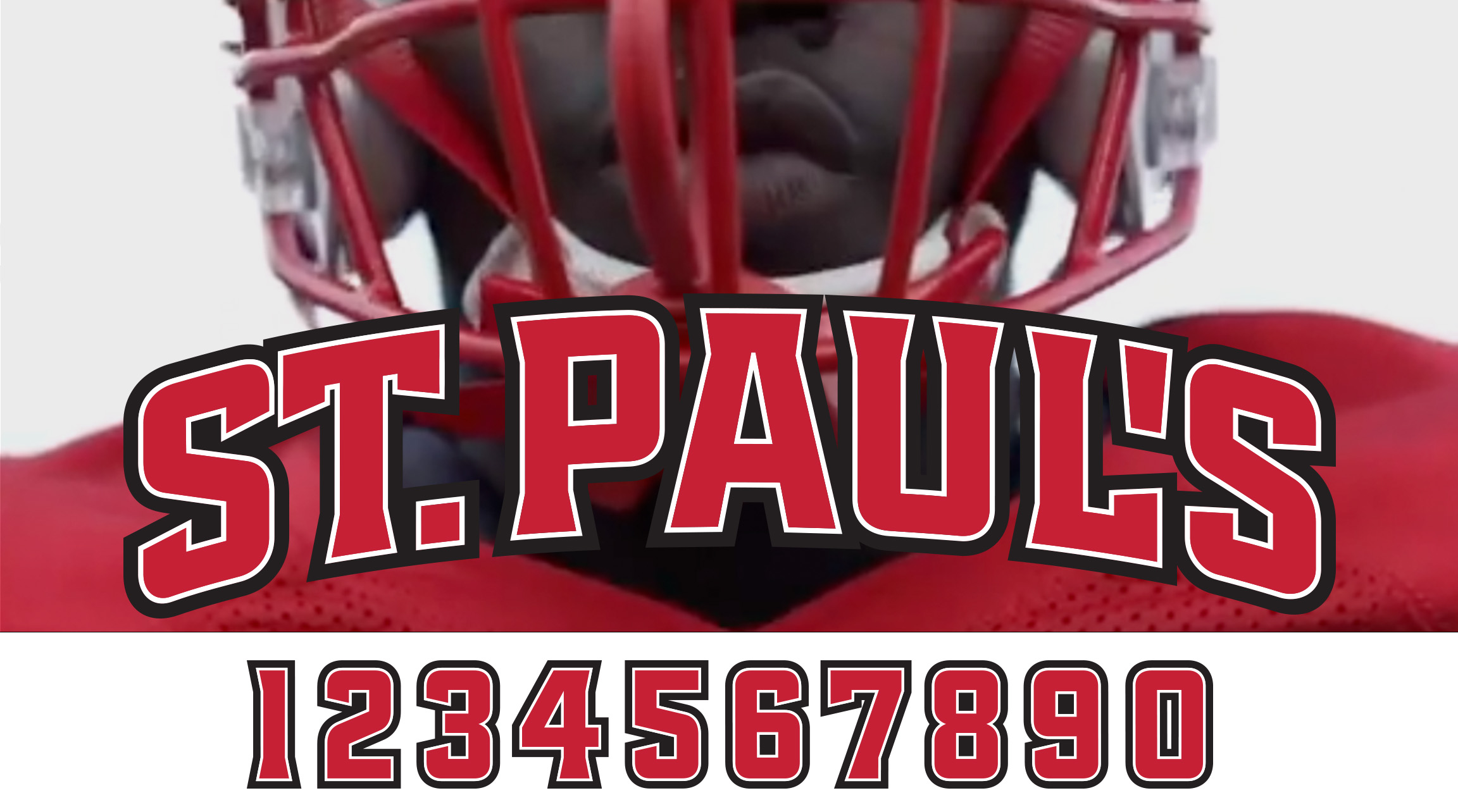 Paul's School athletic brand identity-curved wordmark and team numbers